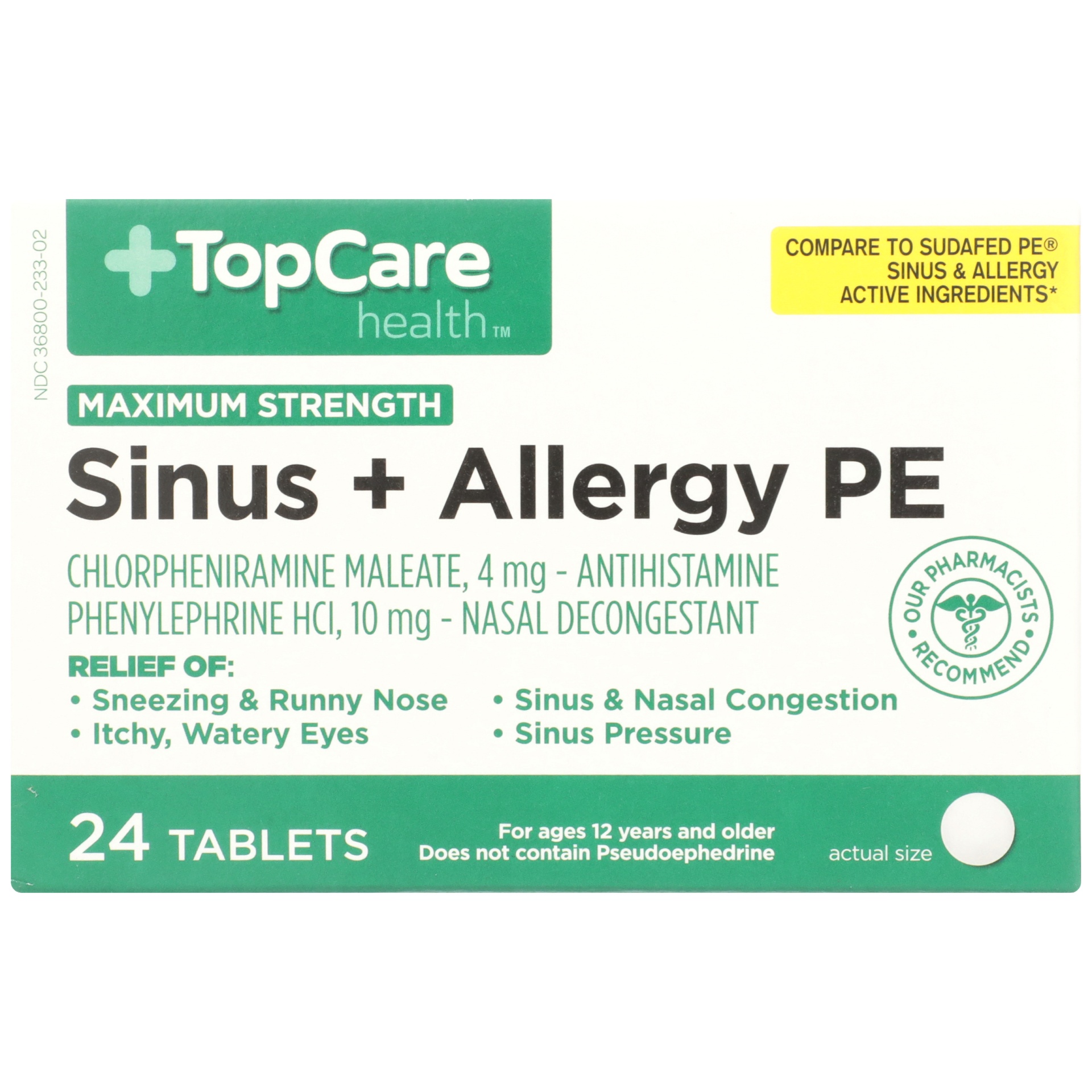 TopCare Sinus + Allergy PE 24 ct | Shipt