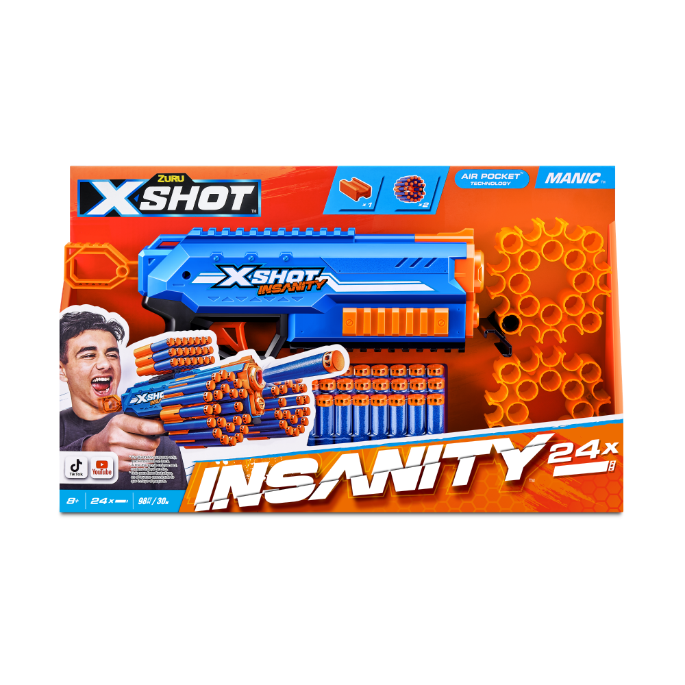 slide 2 of 2, X-Shot Insanity Series Manic Dart Blaster, 1 ct