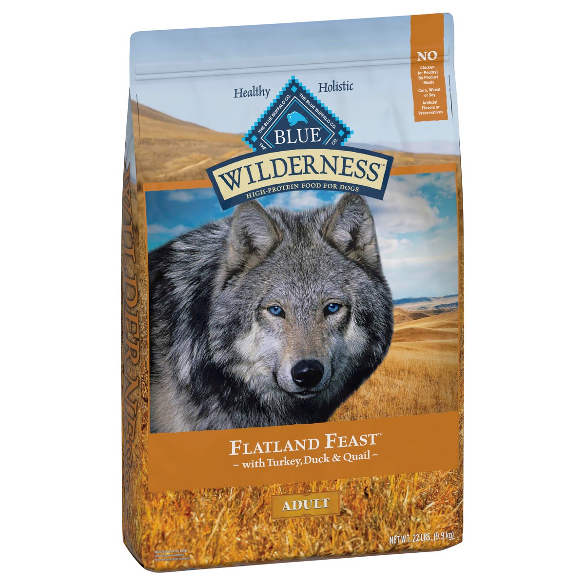 slide 2 of 12, Blue Buffalo Wilderness Flatland Feast High Protein, Natural Dry Dog Food with Turkey, Quail & Duck 22-lb, 4 lb