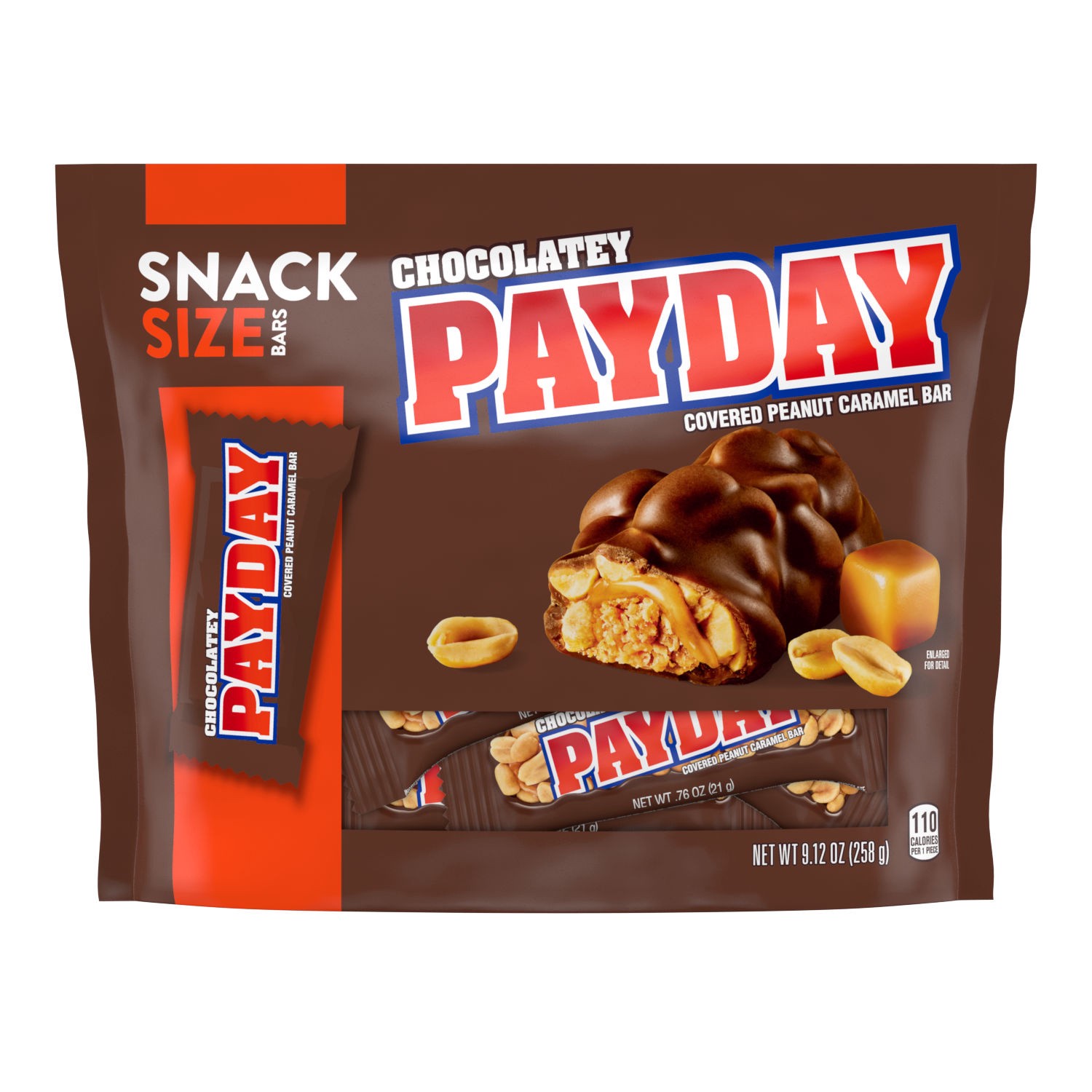 slide 1 of 9, Payday Chocolatey Peanut Caramel Snack Size, Candy Bag, 9.12 oz, 9.12 oz