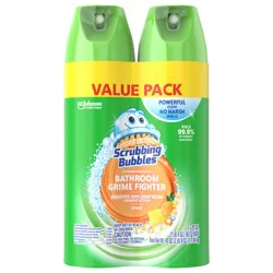 Scrubbing Bubbles Bathroom Grime Fighter Bathroom Cleaner, Aerosol Disinfectant Spray, Citrus, 20 oz (Pack of 2)