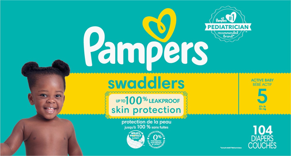 slide 1 of 3, Pampers Swaddlers Active Baby Diaper Size 5 104 Count, 104 ct