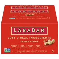 LÄRABAR Cashew Cookie, Gluten Free Vegan Fruit & Nut Bar, 1.7 oz Bars 16 Ct - 16 ct