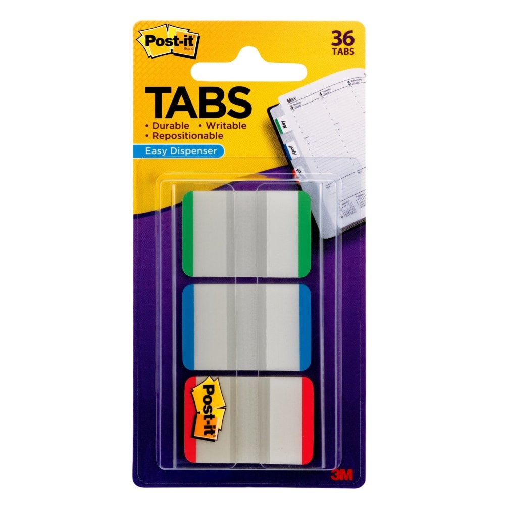 slide 1 of 1, Post-It Durable Filing Tabs - 3 Pk - Green/Blue/Red, 1 in x 1.5 in