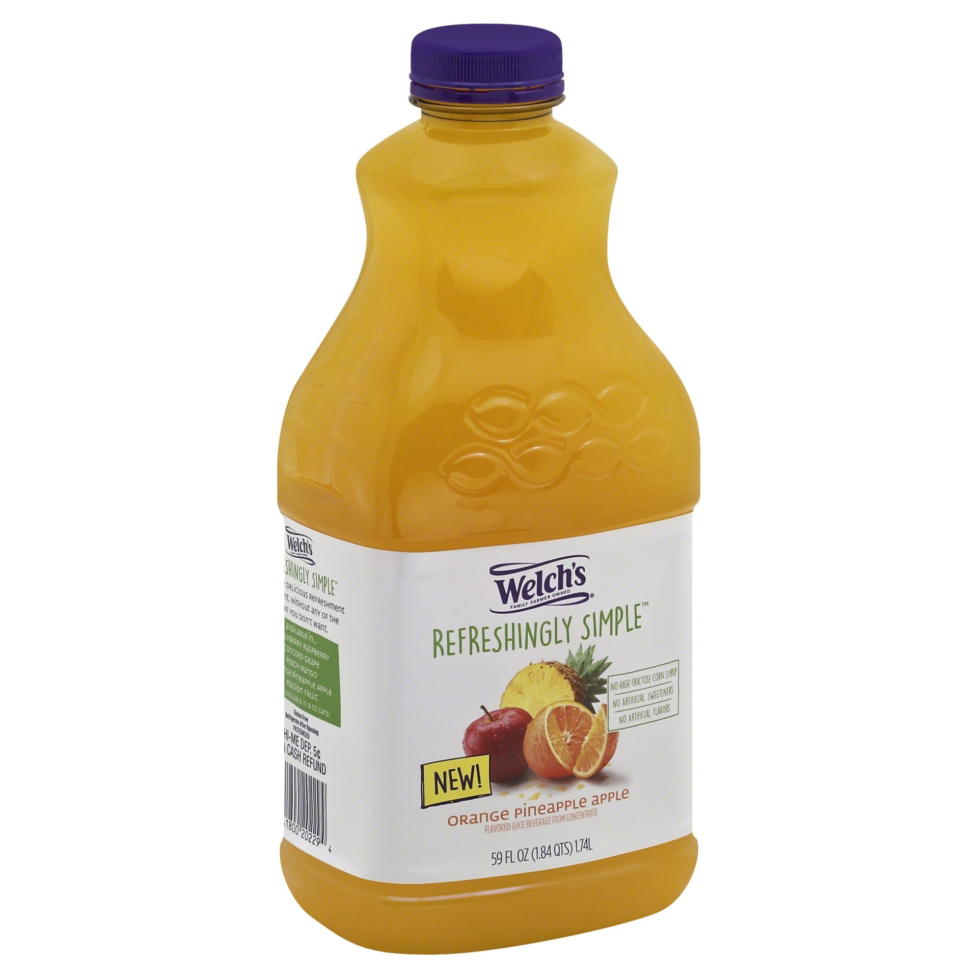 slide 1 of 4, Welch's Refreshingly Simple Juice Cocktail Orange Pineapple Apple, 59 fl oz