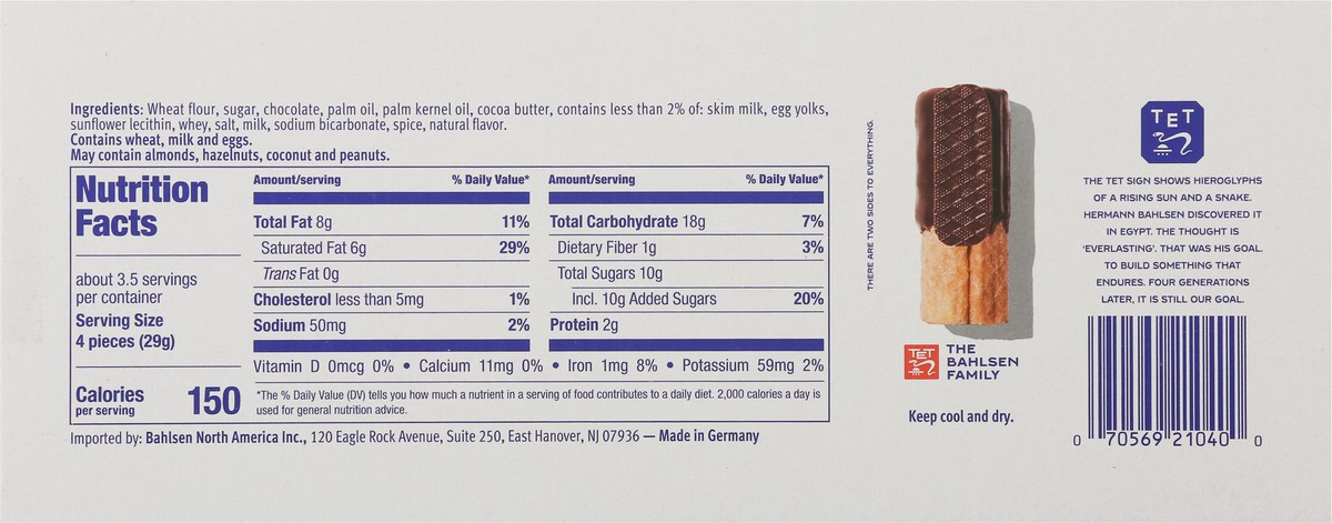 slide 6 of 9, Bahlsen Dark Chocolate Waffeletten 3.5 oz, 3.5 oz