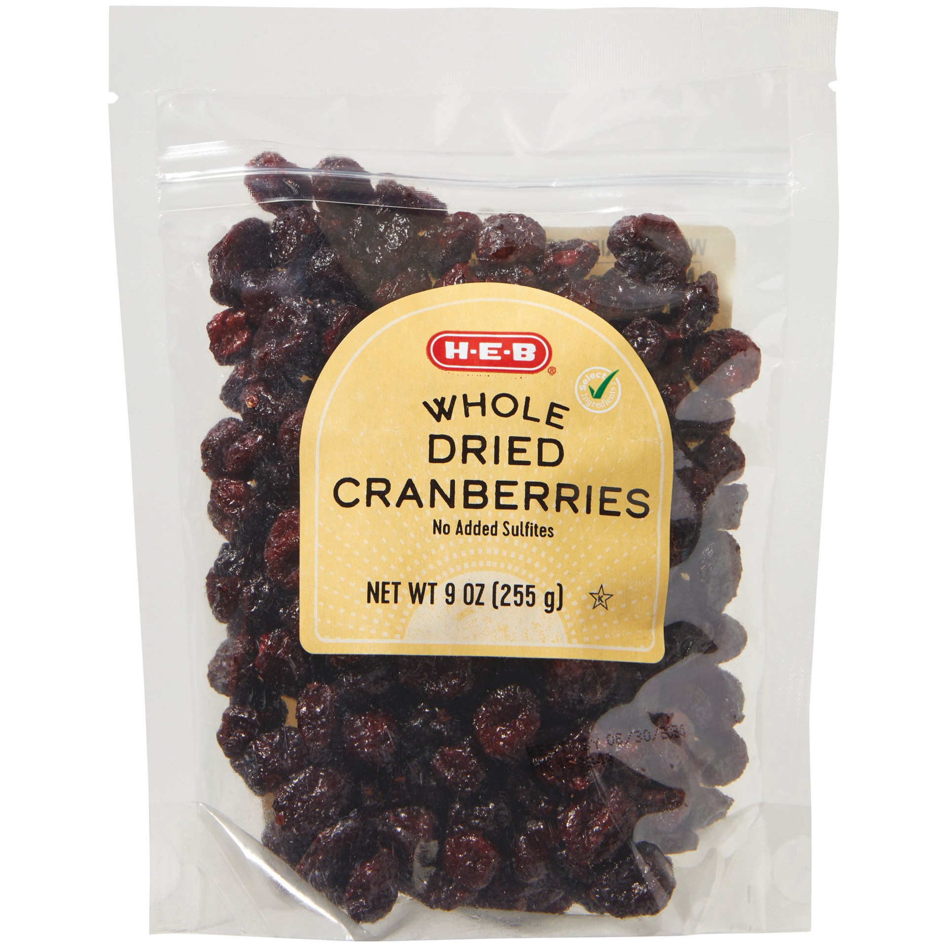 slide 1 of 1, H-E-B Dried Whole Cranberries, 9 oz