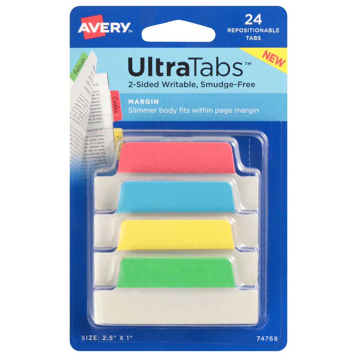 slide 9 of 12, Avery Ultra Tabs 2-Sided Writable Smudge-Free Repositionable Tabs 24 ea, 24 ct