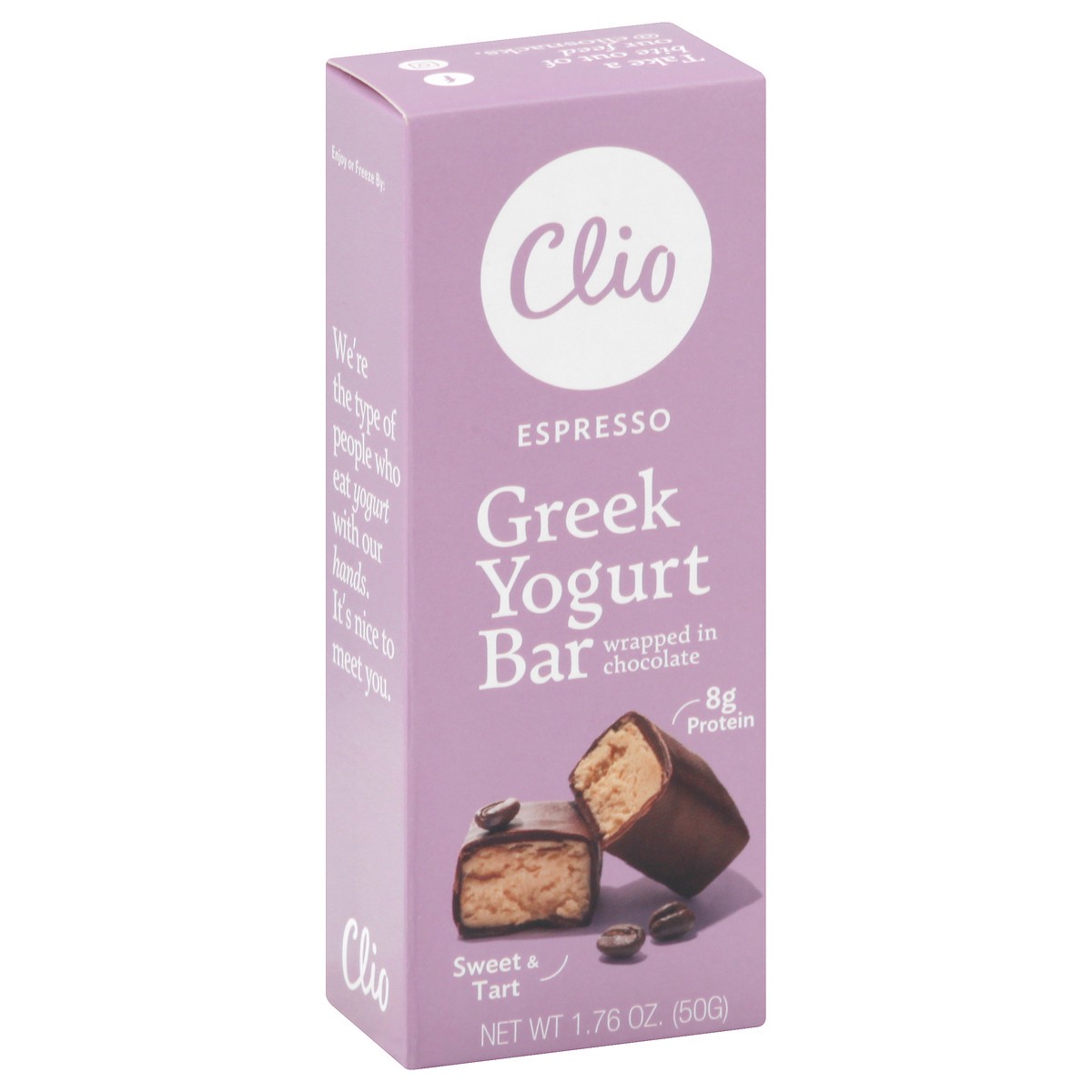 slide 2 of 8, Clio Espresso Greek Yogurt Bar, 1.76 oz