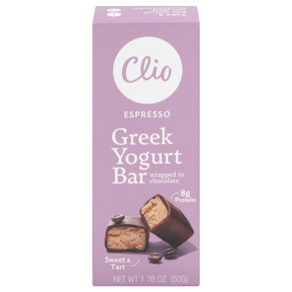 slide 1 of 8, Clio Espresso Greek Yogurt Bar, 1.76 oz