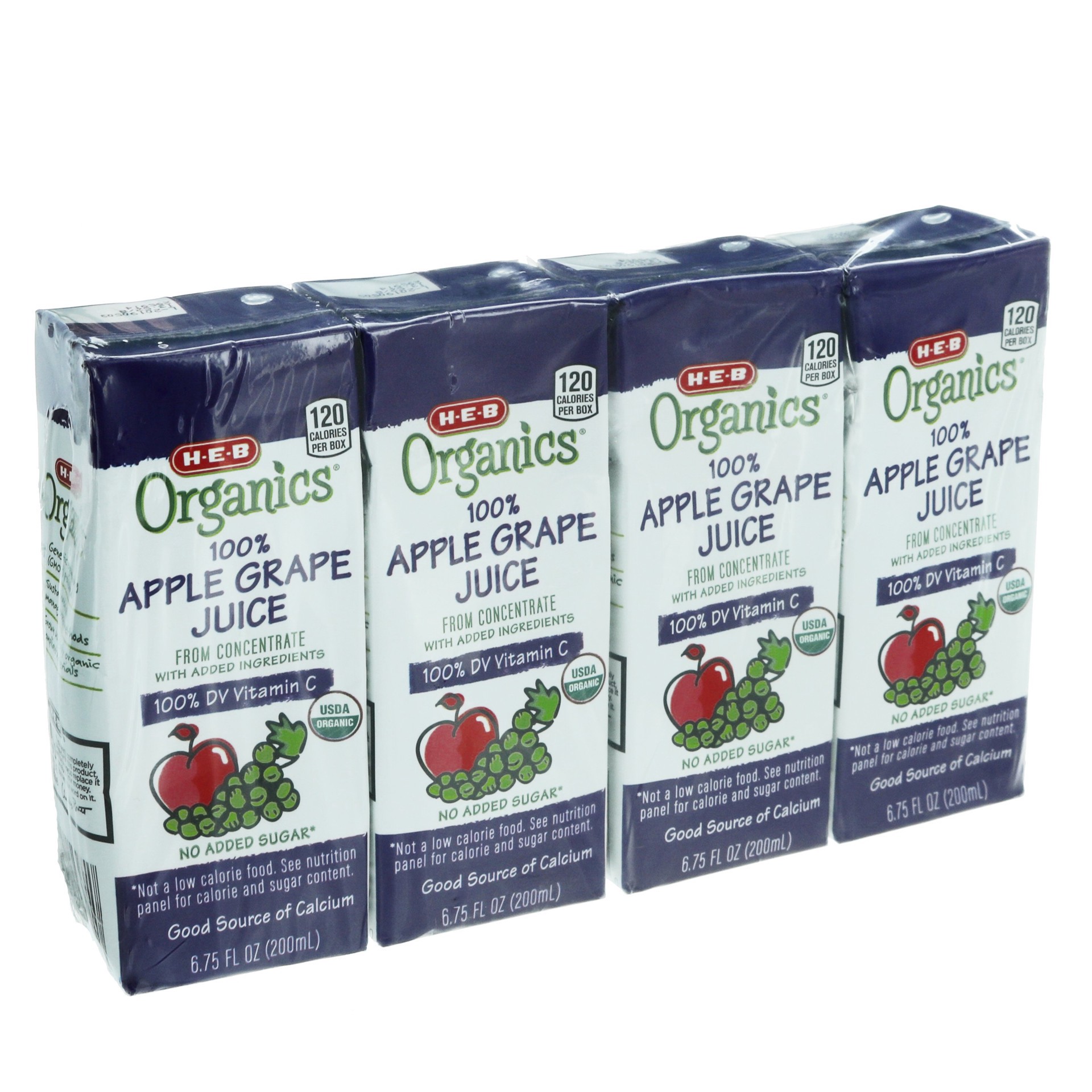 slide 1 of 1, H-E-B Organics Apple Grape Juice Box - 4 ct, 4 ct