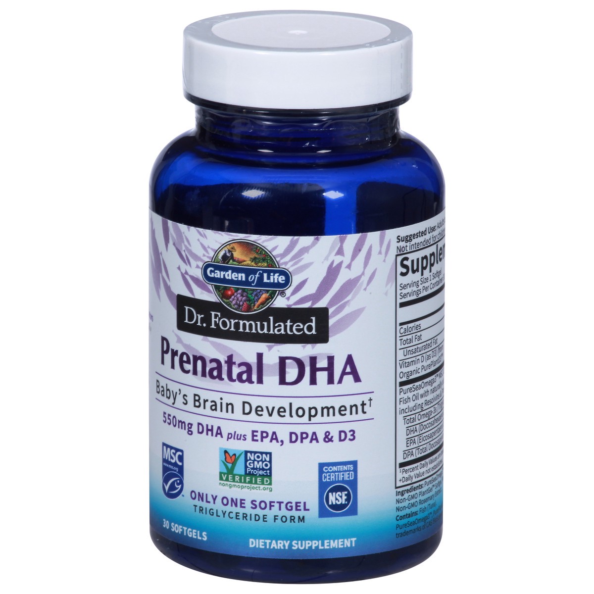 slide 5 of 9, Garden of Life Dr. Formulated 550 mg Prenatal DHA plus EPA, DPA & D3 30 Softgels, 30 ct