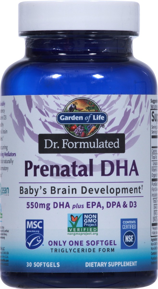 slide 4 of 9, Garden of Life Dr. Formulated 550 mg Prenatal DHA plus EPA, DPA & D3 30 Softgels, 30 ct