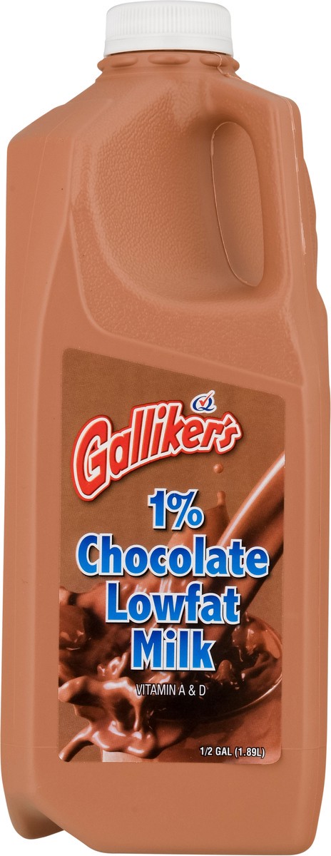 slide 9 of 9, Galliker's 1% Low Fat Chocolate Milk 0.5 gal, 2 qt