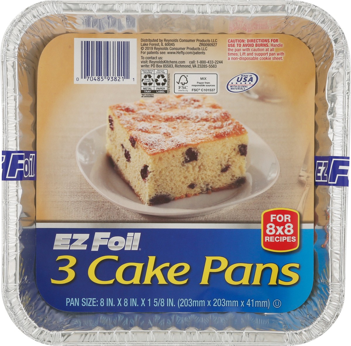 slide 3 of 12, EZ Foil Hefty EZ Foil 8 in. x 8 in. x 1-5/8 in. Cake Pans, 3 ct