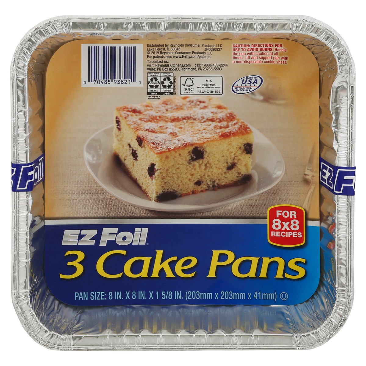 slide 7 of 12, EZ Foil Hefty EZ Foil 8 in. x 8 in. x 1-5/8 in. Cake Pans, 3 ct