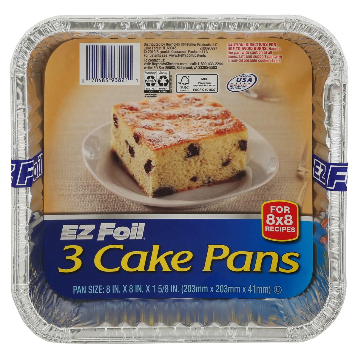 slide 1 of 12, EZ Foil Hefty EZ Foil 8 in. x 8 in. x 1-5/8 in. Cake Pans, 3 ct