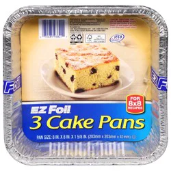 EZ Foil 8x8 Recipes Cake Pans 3 ea