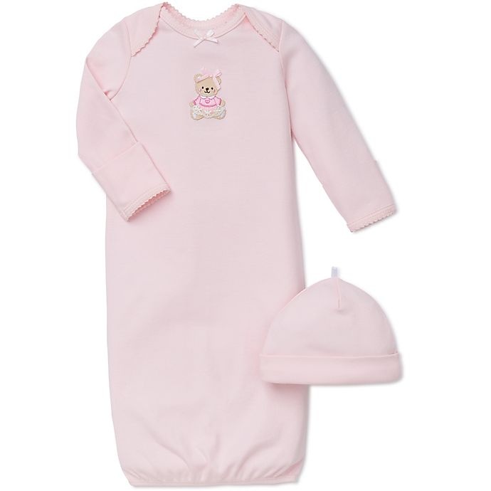 slide 1 of 1, Little Me Sweet Bear Long-Sleeve Gown and Hat Set - Pink, 2 ct