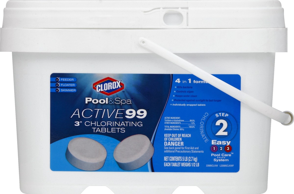 slide 4 of 4, Clorox Pool&Spa Active99 3 Inch Chlorinating Tablets, 5 lb