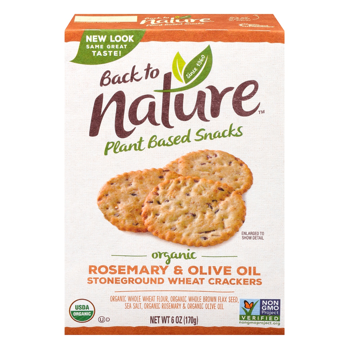 slide 1 of 10, Back to Nature Organic Rosemary & Olive Oil Stoneground Wheat Crackers, 6 oz