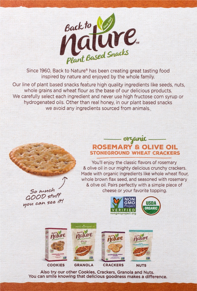 slide 10 of 10, Back to Nature Organic Rosemary & Olive Oil Stoneground Wheat Crackers, 6 oz