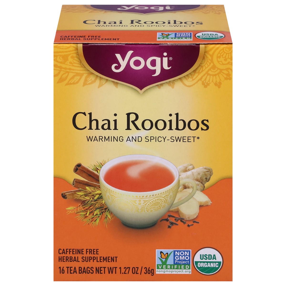 slide 1 of 9, Yogi Tea Bags Chai Rooibos Herbal Supplement 16 Tea Bags, 16 ct