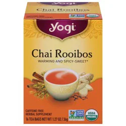 Yogi Tea Chai Rooibos, Caffeine-Free Organic Herbal Tea Bags, 16 Count