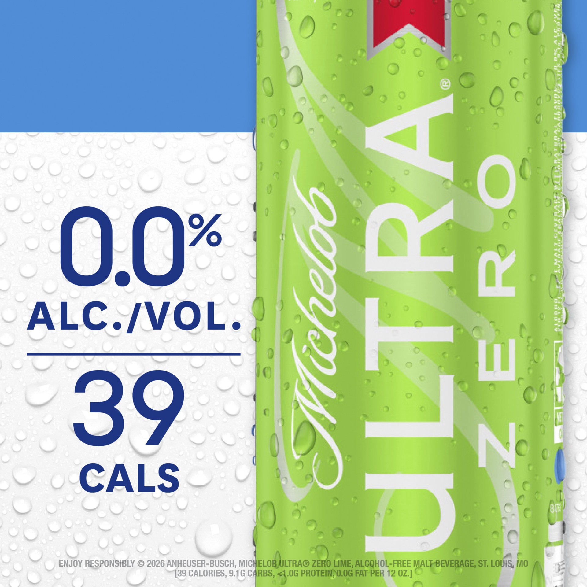 slide 5 of 5, Michelob ULTRA ZERO Lime Non-Alcoholic American Lager Beer 12 Pack, 12 fl oz Cans, 144 fl oz