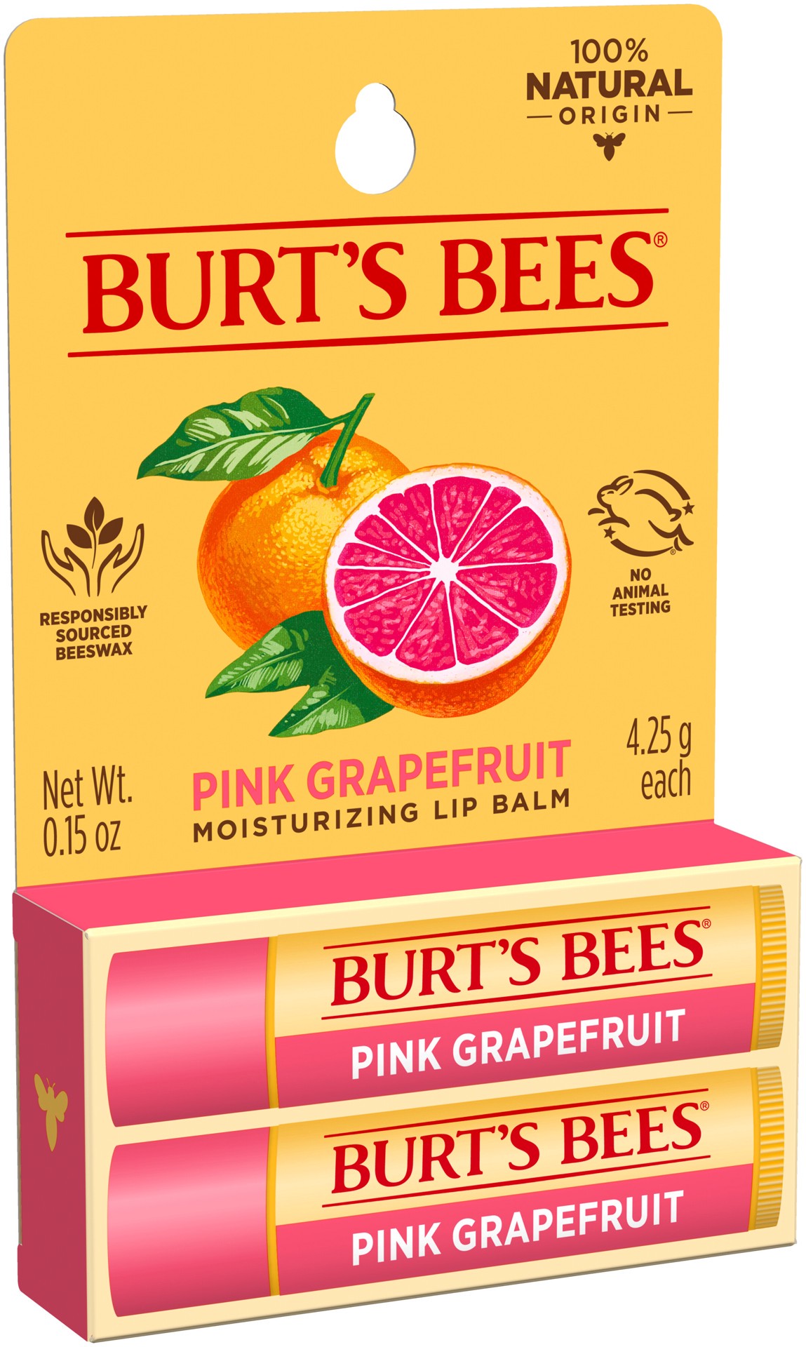 slide 4 of 5, Burt's Bees Pink Grapefruit Lip Balm, Natural Origin Lip Care, 2 Tubes, 0.15 oz., 2 ct; 0.3 oz