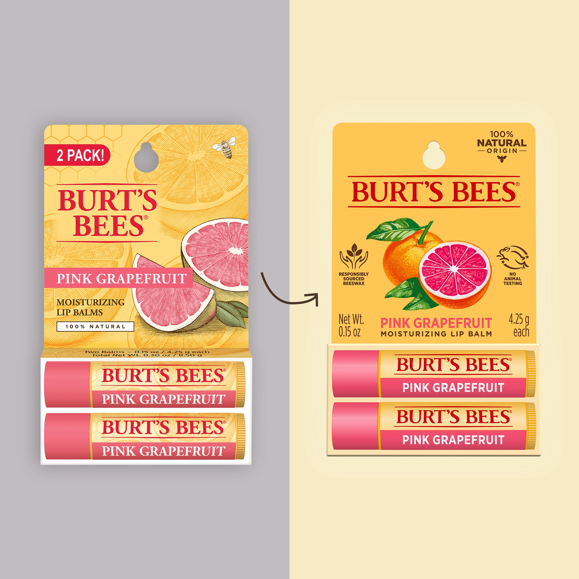 slide 5 of 5, Burt's Bees Pink Grapefruit Lip Balm, Natural Origin Lip Care, 2 Tubes, 0.15 oz., 2 ct; 0.3 oz