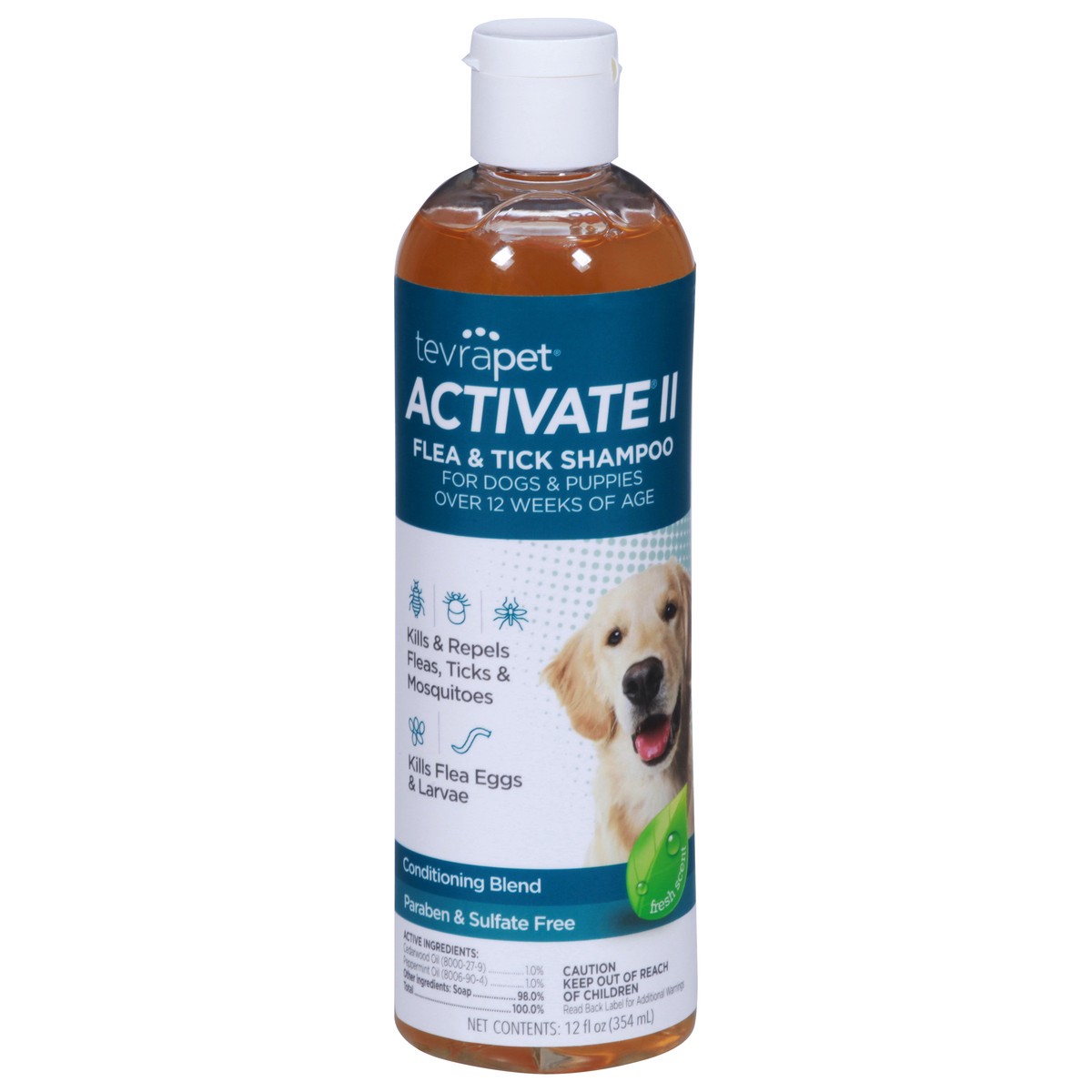 slide 5 of 12, TevraPet Activate II Conditioning Blend Fresh Scent Flea & Tick Shampoo for Dogs & Puppies 12 fl oz, 12 fl oz