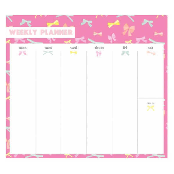 slide 1 of 1, Office Depot Brand Mouse Pad Weekly Desk Calendar, 9'' X 8'', Charlottes Bows, Undated, 1 ct