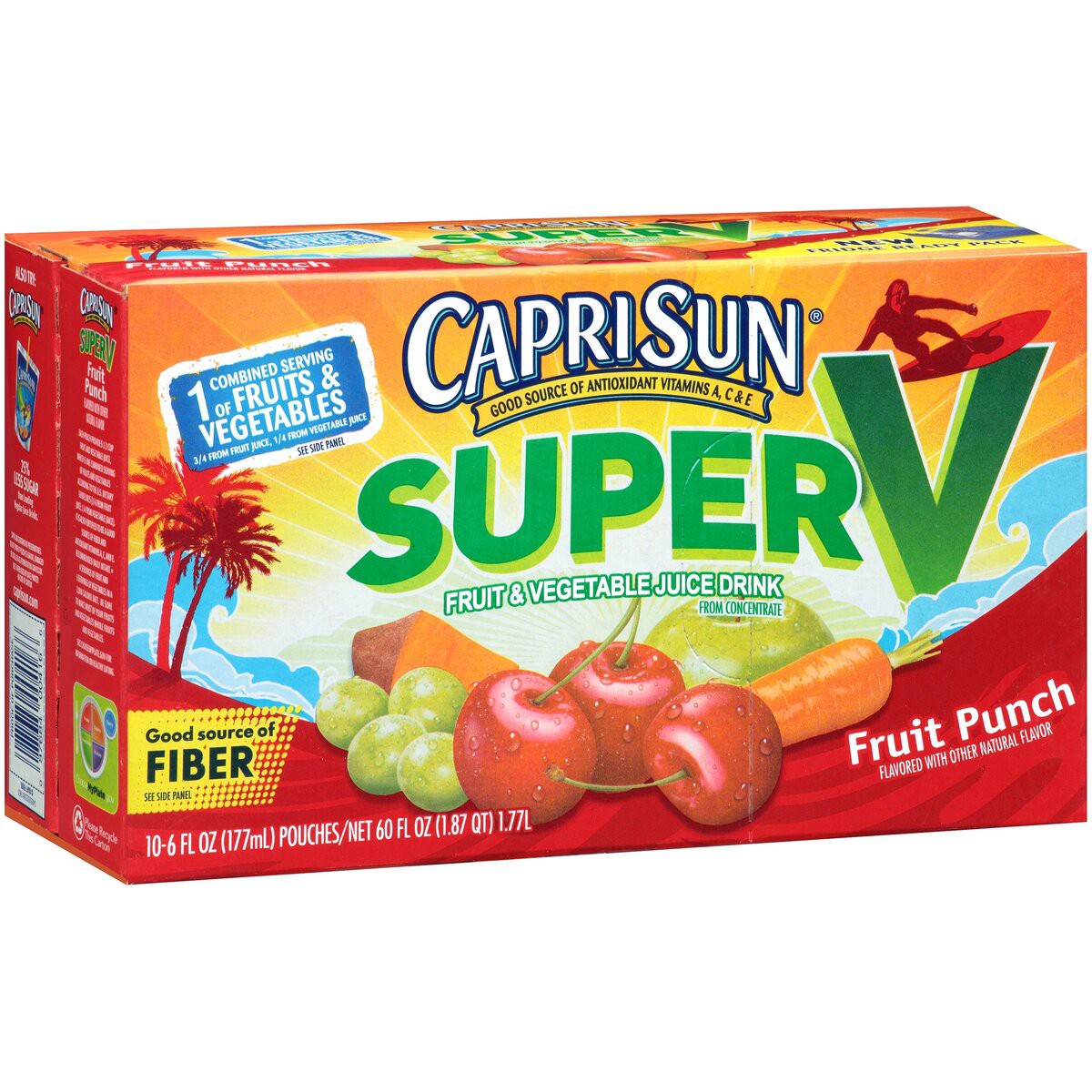 slide 2 of 7, Capri Sun Super V Fruit Punch & Vegetable Juice Pack, 10 ct; 6 fl oz