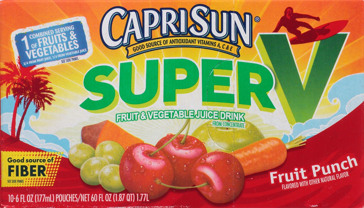 slide 6 of 7, Capri Sun Super V Fruit Punch & Vegetable Juice Pack, 10 ct; 6 fl oz