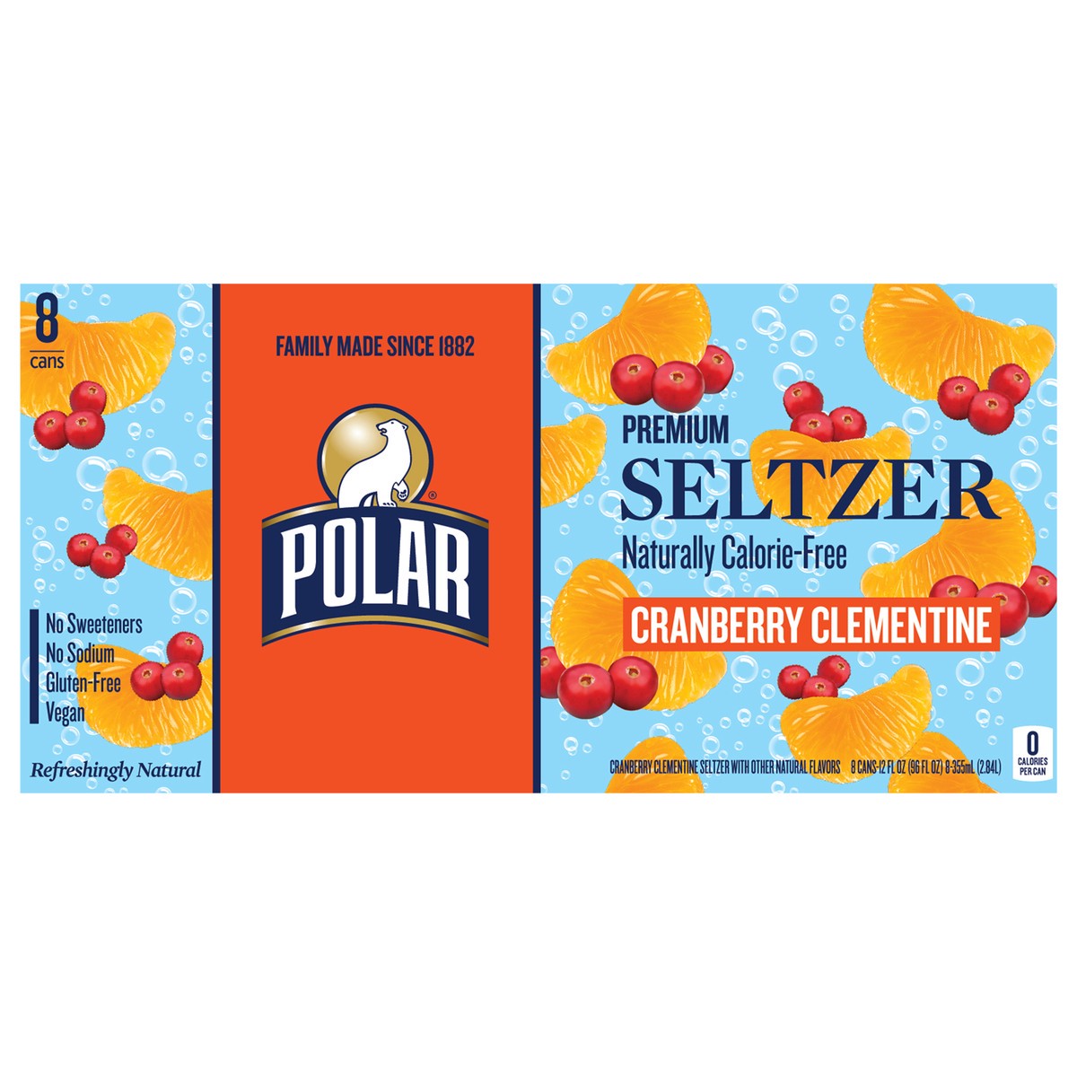 slide 1 of 14, Polar Seltzer - 8 pk 12 oz - Cranberry Clementine, 8 ct