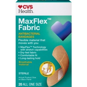 slide 1 of 1, CVS Health Maxflex Fabric Antibacterial Bandages, 20 ct