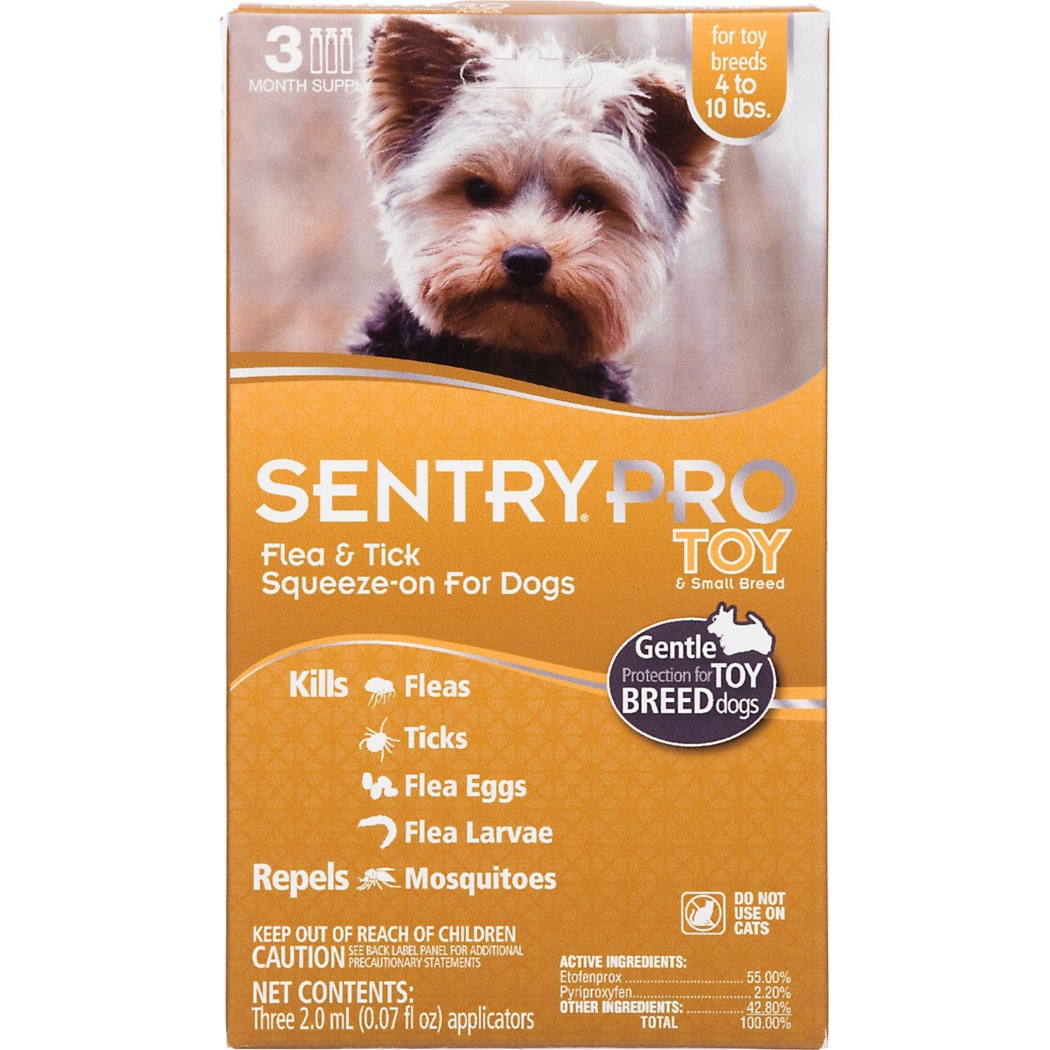 slide 1 of 1, Sentry Pro Squeeze-On Toy & Small Breed Dogs 4 To 10 Lbs. Flea & Tick Treatment, 3 ct