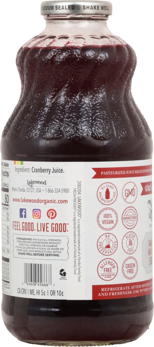slide 5 of 9, Lakewood Premium Pure Cranberry Juice 32 fl oz, 32 fl oz