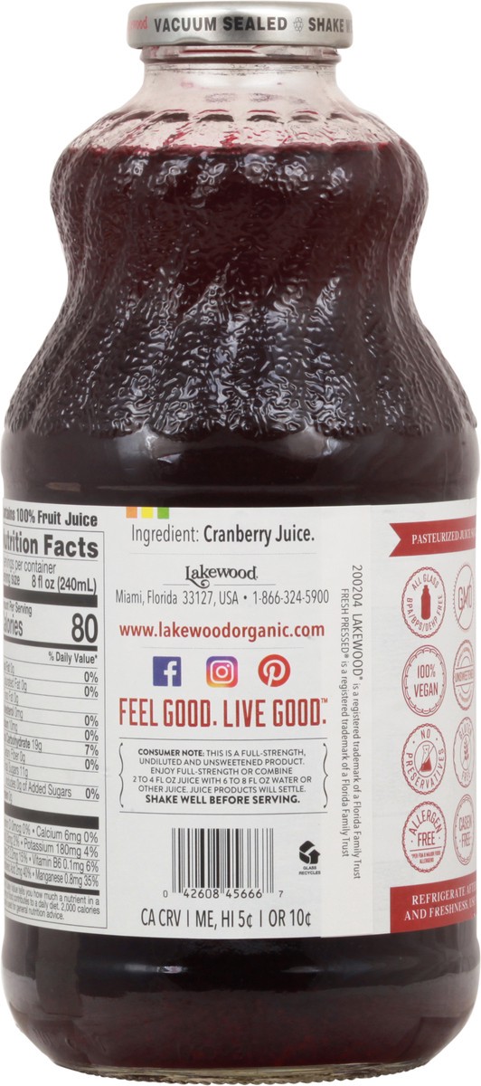 slide 8 of 9, Lakewood Premium Pure Cranberry Juice 32 fl oz, 32 fl oz