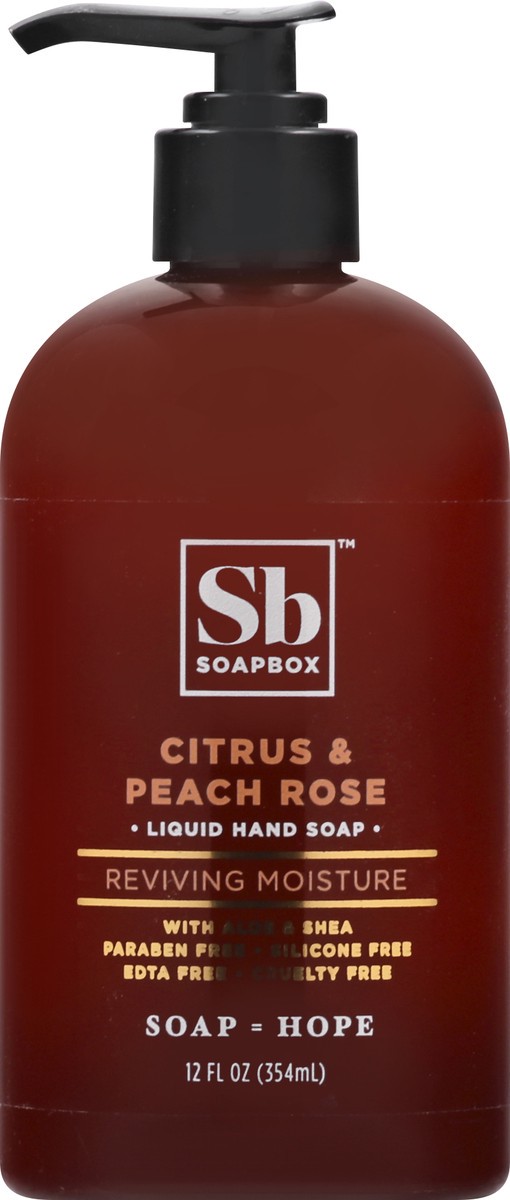 slide 2 of 9, Soapbox Liquid Hand Soap 12oz - Citrus & Peach Rose - EA, 12 fl oz