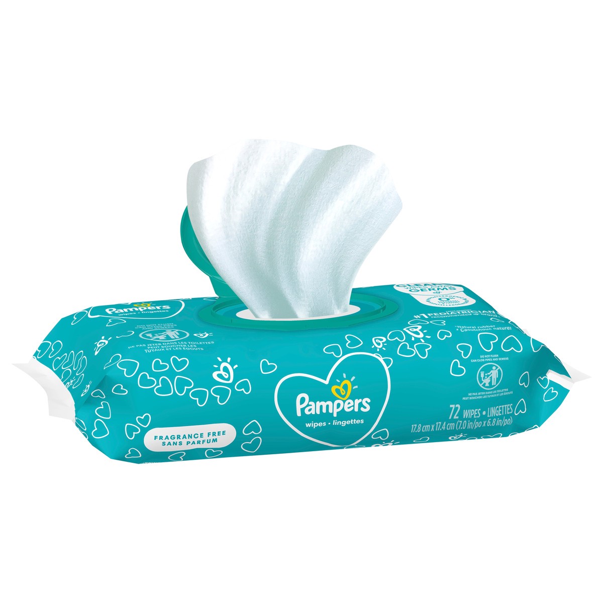 slide 5 of 5, Pampers Baby Wipes Fragrance Free 1X Pop-Top 72 Count, 72 ct