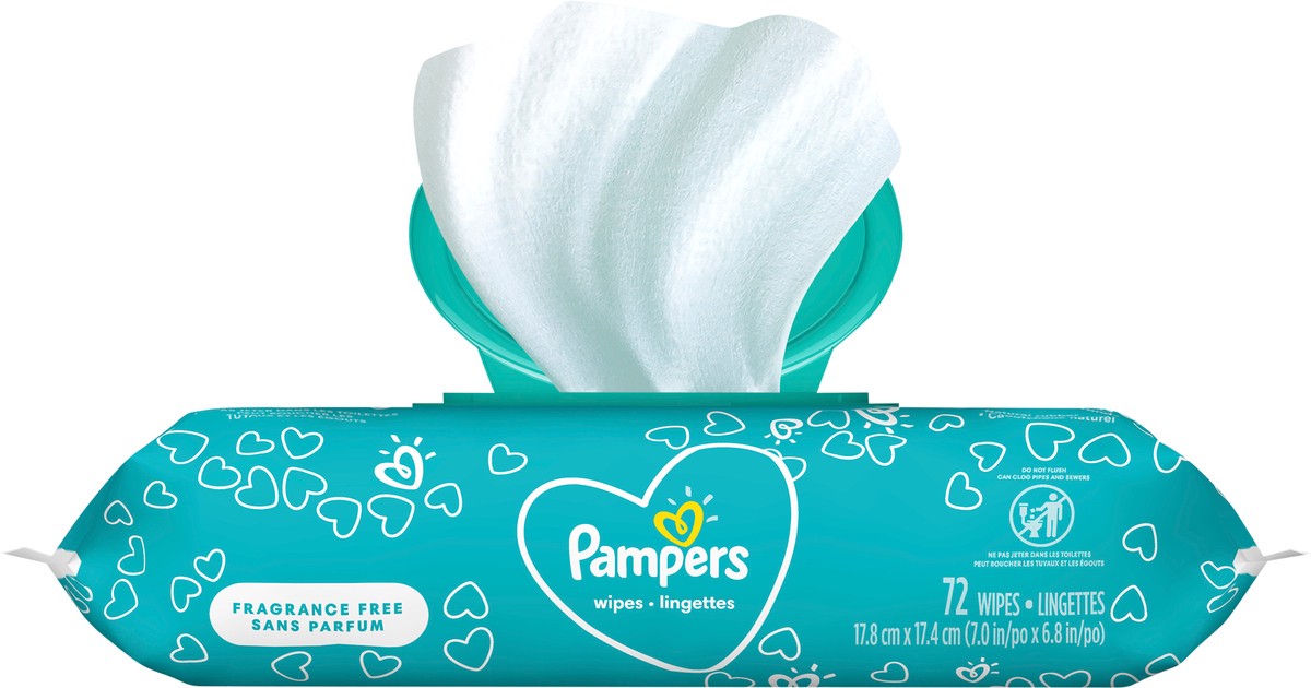 slide 1 of 5, Pampers Baby Wipes Fragrance Free 1X Pop-Top 72 Count, 72 ct