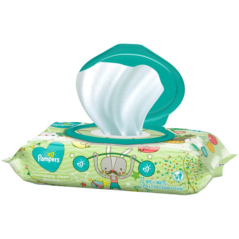 slide 4 of 4, Pampers Wipes Complete Clean Unscented, 72 ct