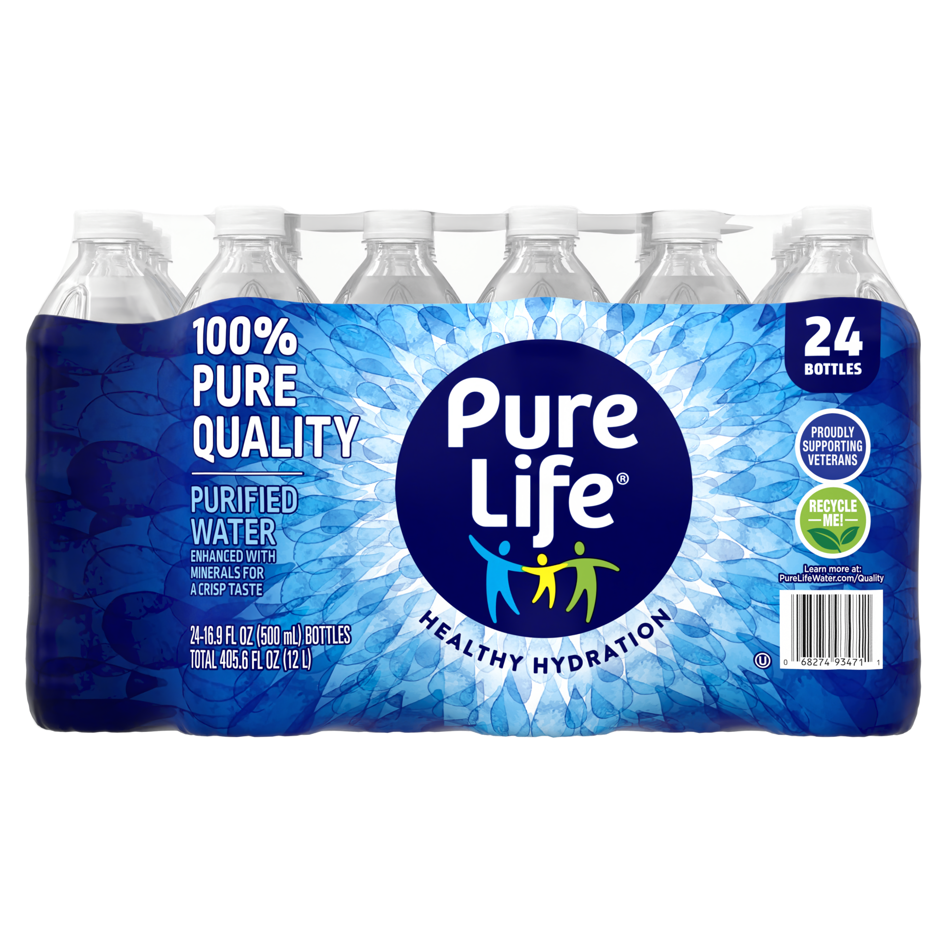 slide 1 of 5, Pure Life Purified Water, 16.9 Fl Oz / 500 mL, Plastic Bottled Water (24 Pack), 24 ct