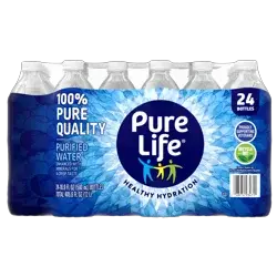 Pure Life Purified Water, 16.9 Fl Oz / 500 mL, Plastic Bottled Water (24 Pack)