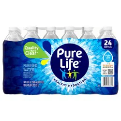 Pure Life Purified Water, 16.9 Fl Oz, Plastic Bottled Water (24 Pack)