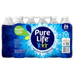 Pure Life Purified Water, 16.9 Fl Oz, Plastic Bottled Water (24 Pack)