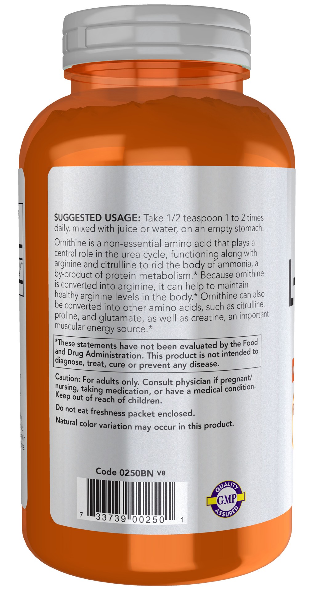 slide 5 of 5, NOW L-Ornithine - 8 oz. Powder, 8 oz