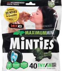 Minties Dog Dental Bone Treats, Dental Chews for Tiny/Small Dogs 5-39 lbs, 40 count